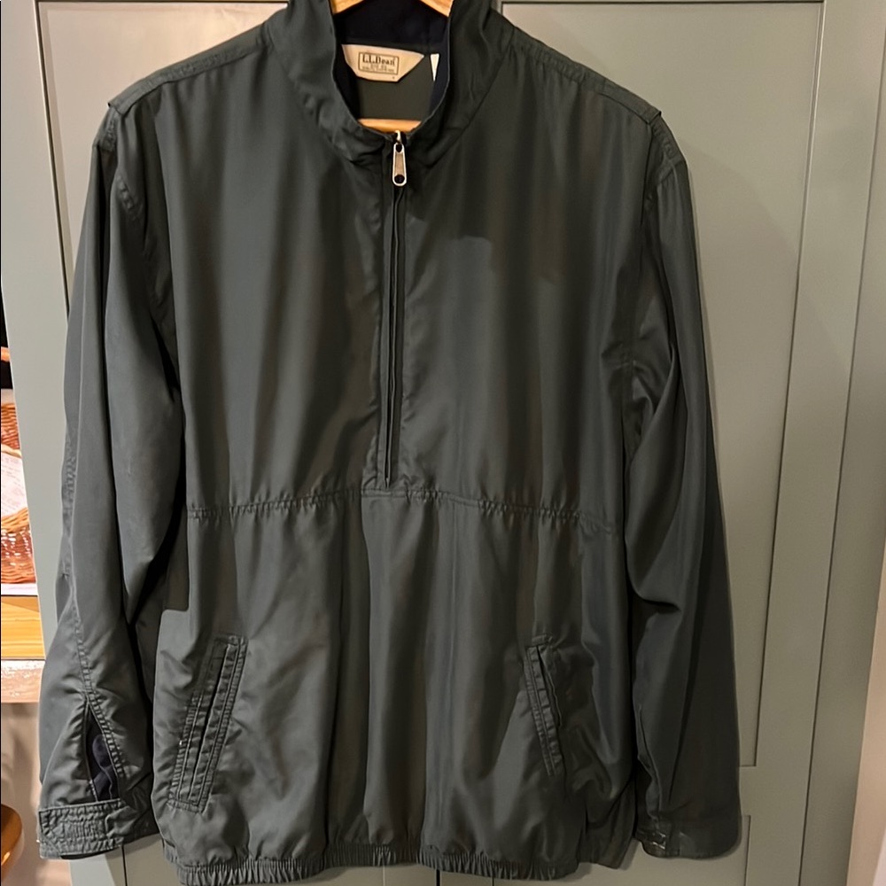LL Bean Wind Breaker Pillover 1/4 Zip Green Sz L
